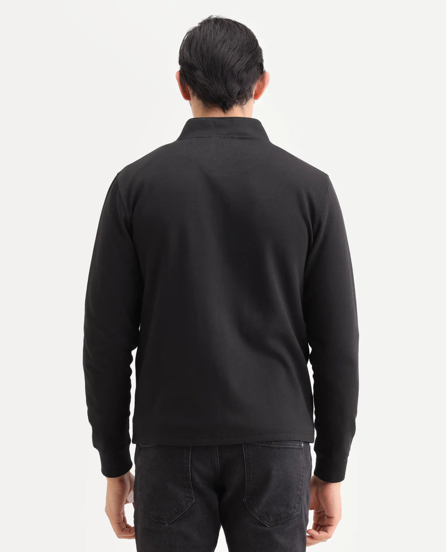 Rare Rabbit Men's Morris-25 Black Cotton Blend Plain Regular Fit Full Sleeve Mandarin Collar Jacket
