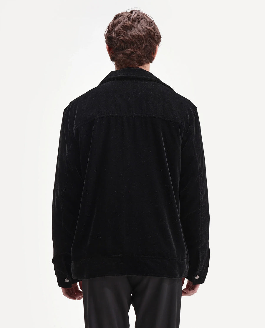 Rare Rabbit Men's Velto Black Polyester Fabric Collared Neck Regular Fit Plain Jacket