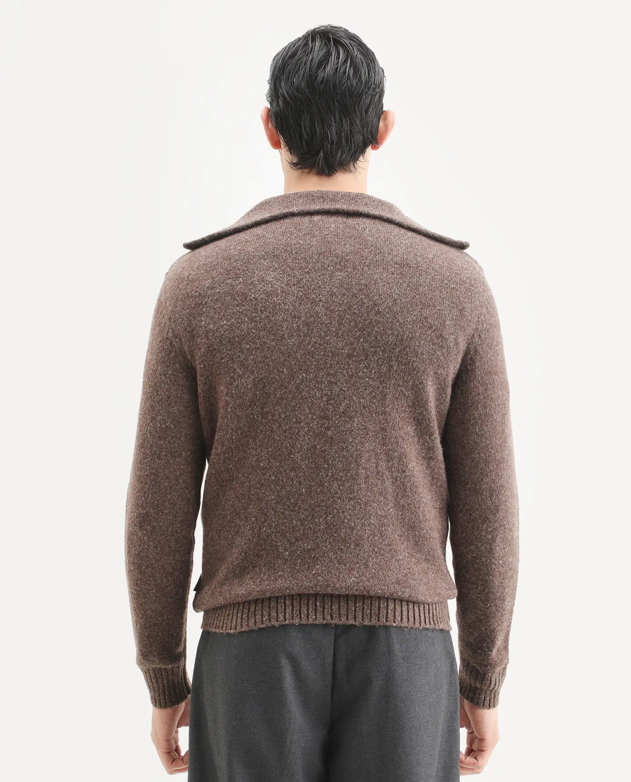 Rare Rabbit Men's Alfert Dusky Brown Polyester Plain Regular Fit Full Sleeve High Neck Sweater