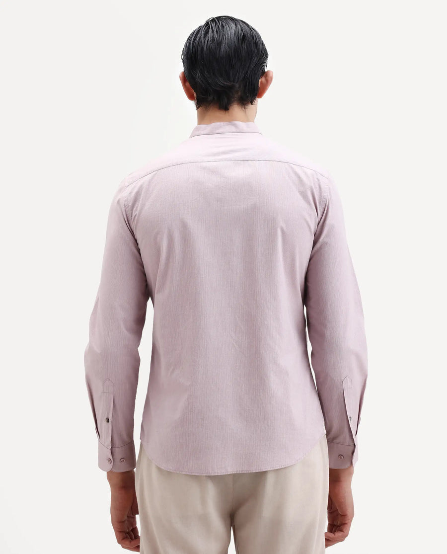 Rare Rabbit Men's Cadmi-25 Pink Cotton Blend Fabric Mandarin Collar Regular Fit Plain Shirt