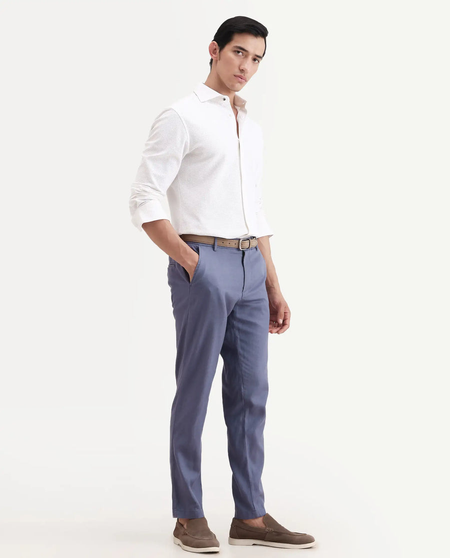 Rare Rabbit Men's Linol-T Dusky Purple Linen Blend Fabric Regular Fit Drawstring Plain Trouser