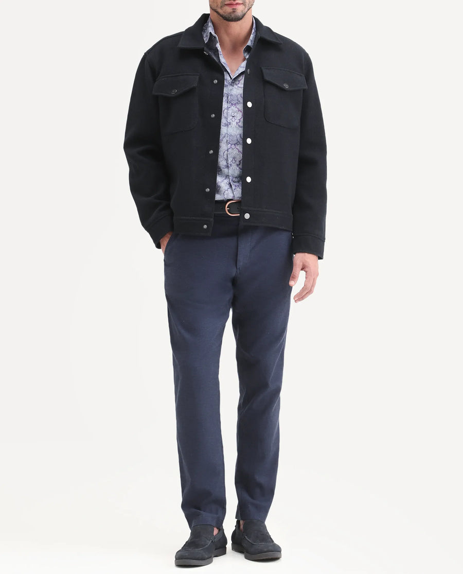 Rare Rabbit Men's Linol-T Navy Linen Blend Fabric Regular Fit Drawstring Plain Trouser