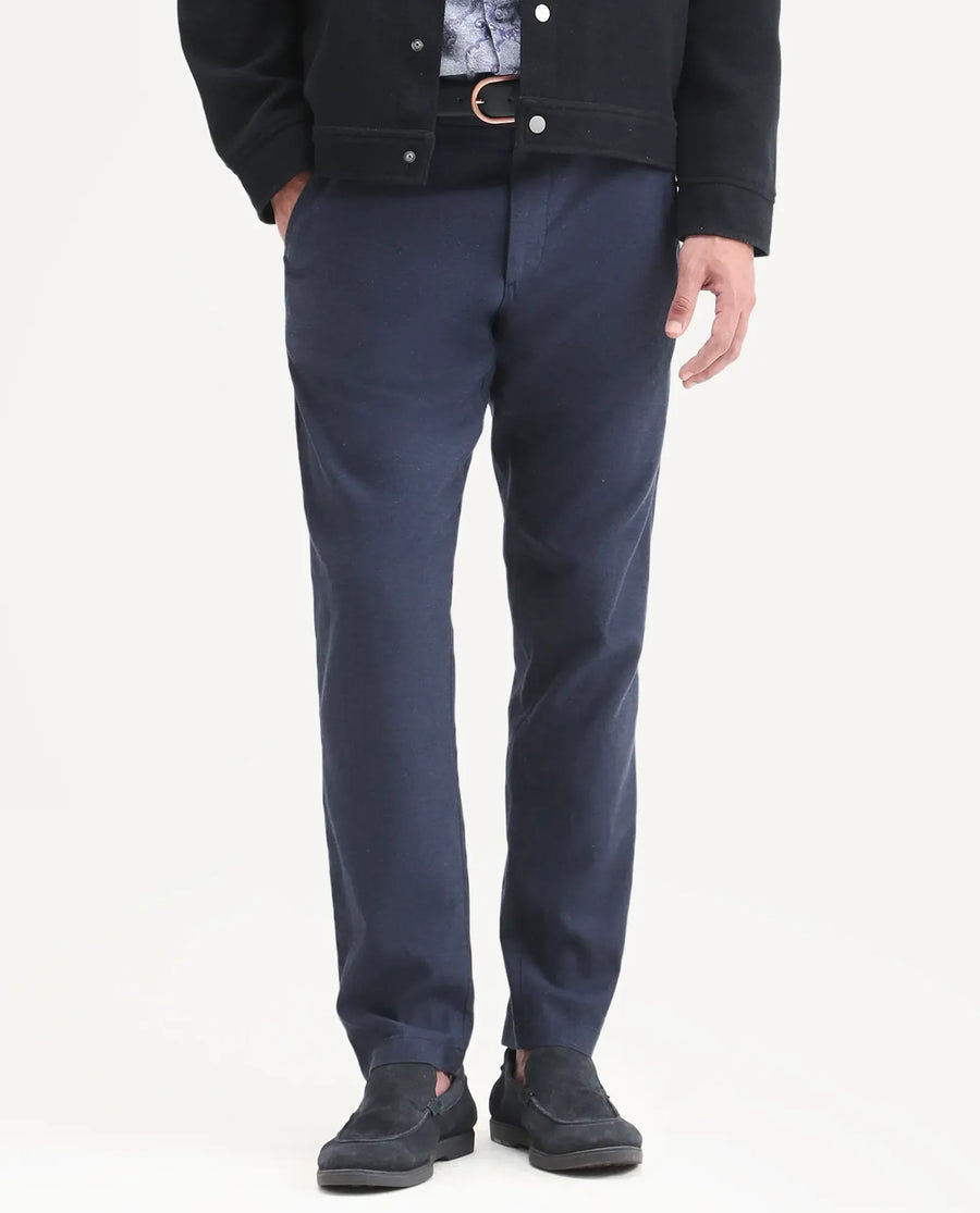Rare Rabbit Men's Linol-T Navy Linen Blend Fabric Regular Fit Drawstring Plain Trouser