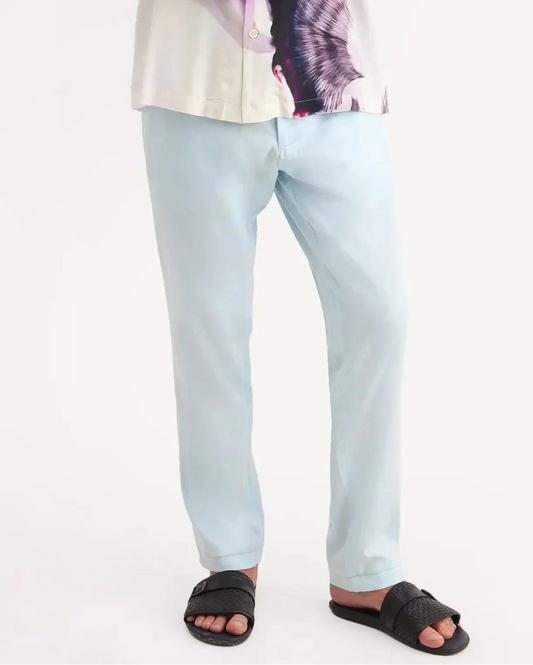 Rare Rabbit Men's Linol-T Aqua Linen Blend Fabric Regular Fit Drawstring Plain Trouser