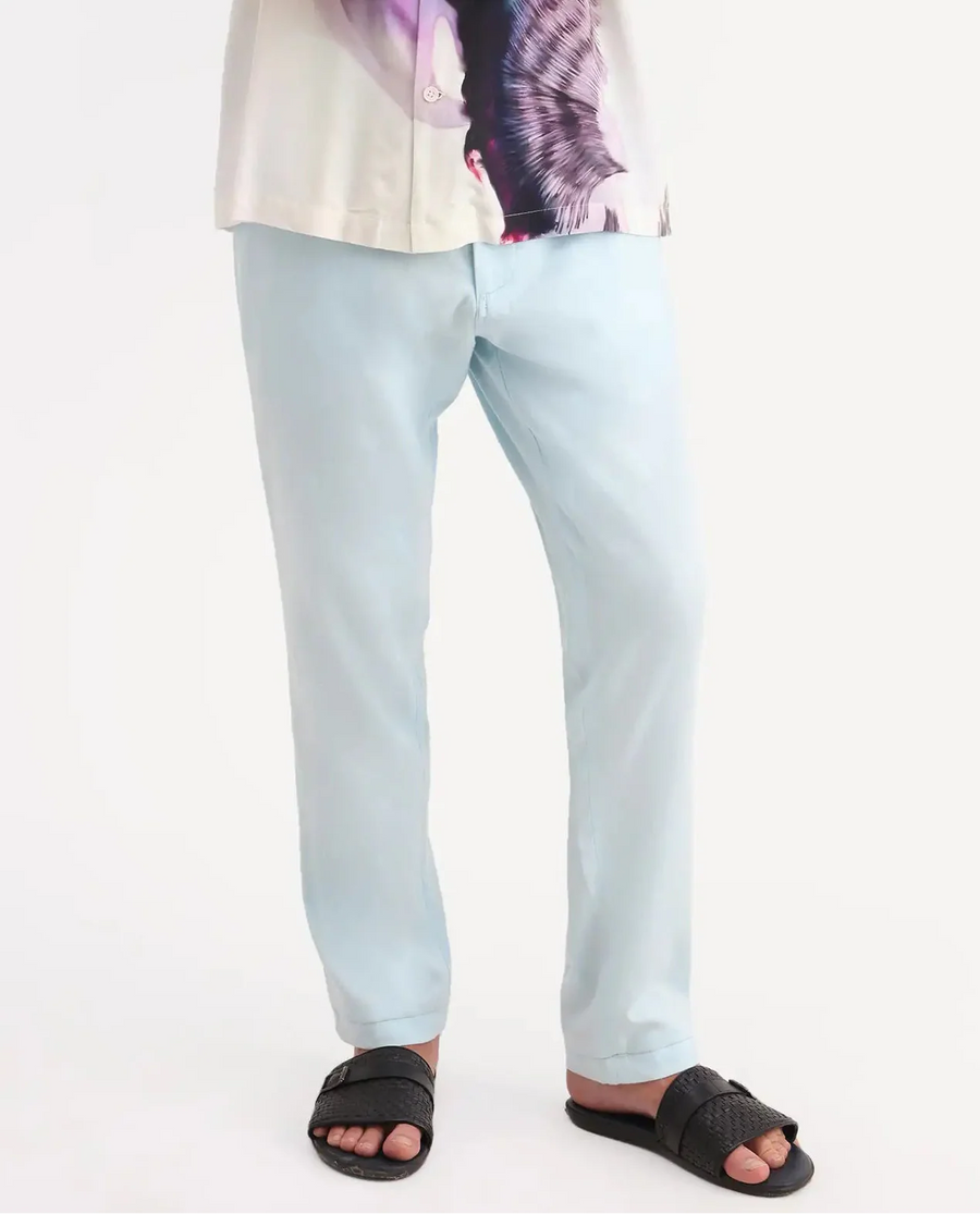 Rare Rabbit Men's Linol-T Aqua Linen Blend Fabric Regular Fit Drawstring Plain Trouser