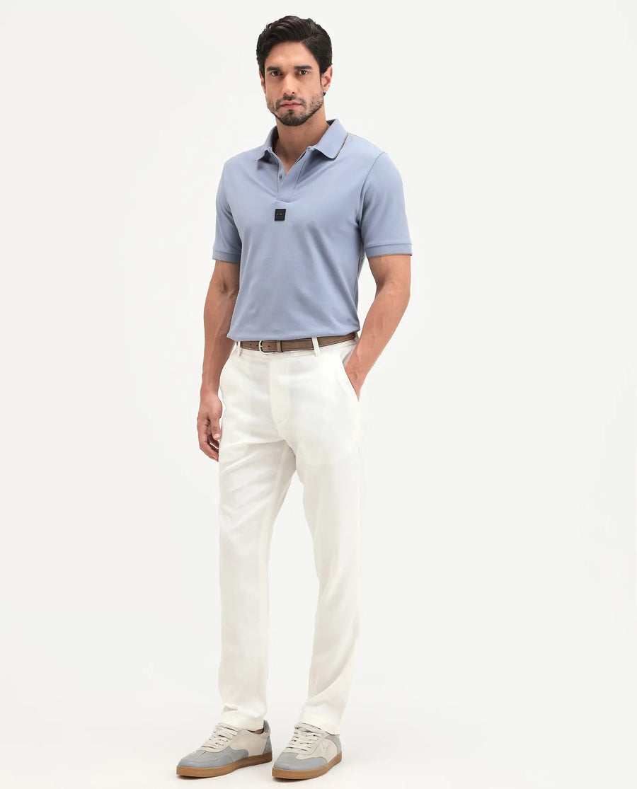 Rare Rabbit Men's Linol-T Off White Lyocell Fabric Regular Fit Drawstring Plain Trouser