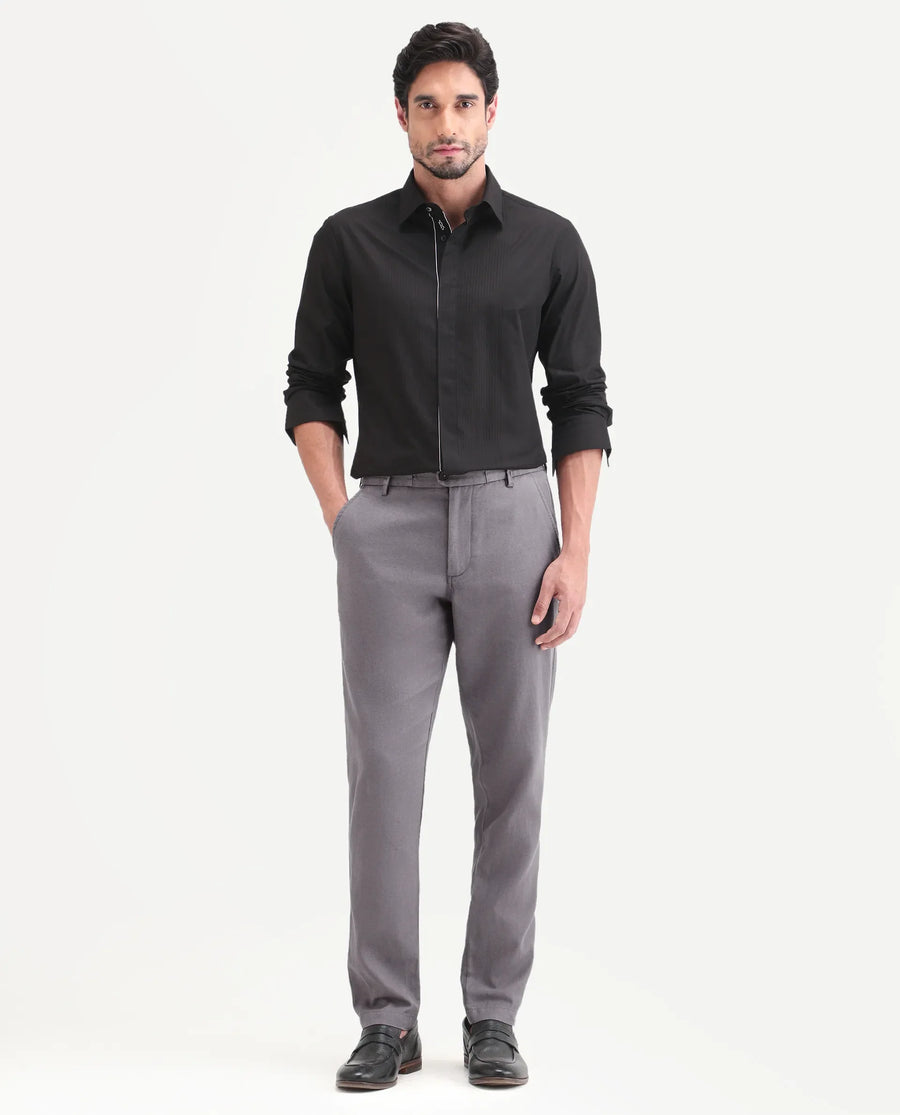 Rare Rabbit Men's Linol-T Grey Linen Blend Fabric Regular Fit Drawstring Plain Trouser