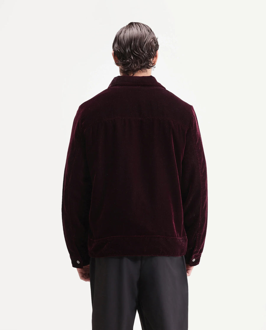 Rare Rabbit Men's Otaki-25 Maroon Lurex Blend Plain Regular Fit Full Sleeve Spread Collar Jacket