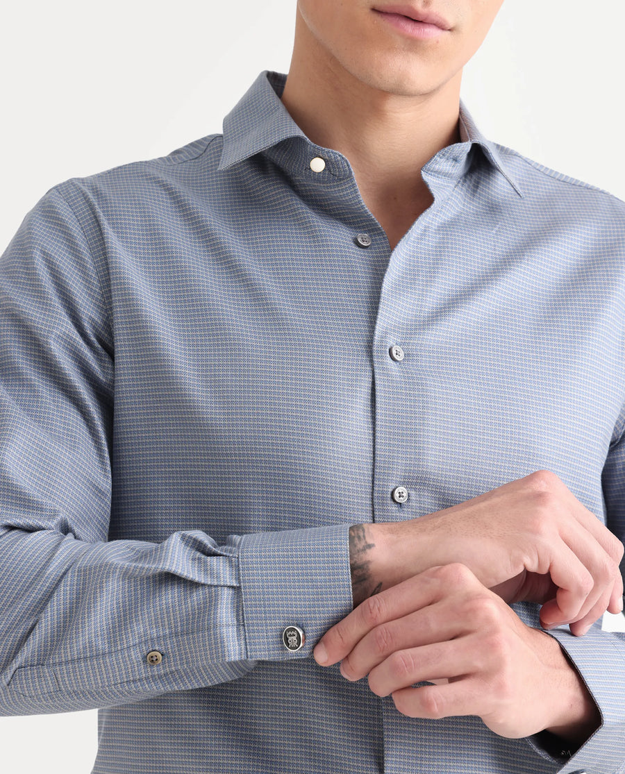 Rare Rabbit Men's Wemp Dusky Purple Cotton Fabric Spread Collar Regular Fit Checks Shirt