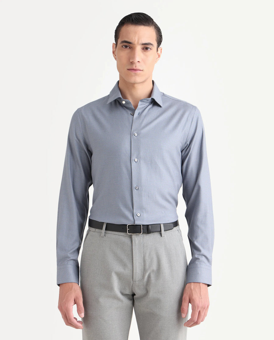 Rare Rabbit Men's Wemp Dusky Purple Cotton Fabric Spread Collar Regular Fit Checks Shirt