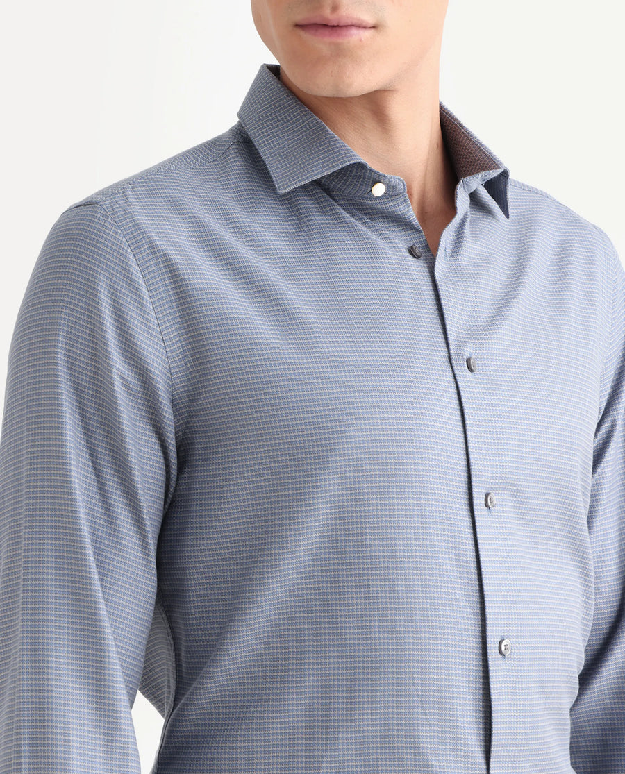 Rare Rabbit Men's Wemp Dusky Purple Cotton Fabric Spread Collar Regular Fit Checks Shirt