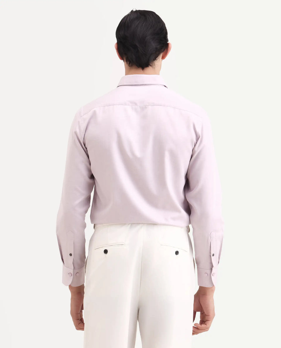 Rare Rabbit Men's Vansh Dusky Purple Polyester Blend Fabric Spread Collar Regular Fit Plain Shirt