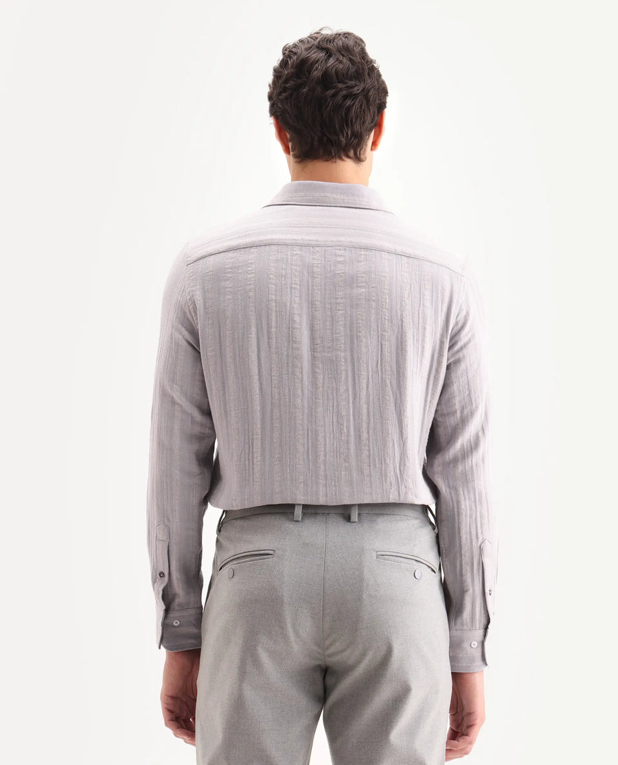 Rare Rabbit Men's Avno Dusky Purple Cotton Fabric Full Sleeve Spread Collar Regular Fit Striped Shirt