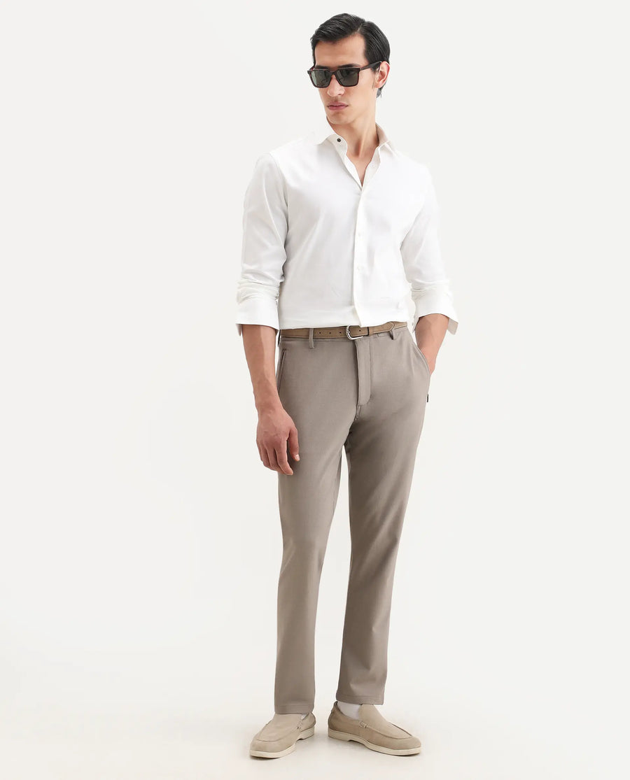 Rare Rabbit Men's Holla-Ss26 White Cotton Blend Fabric Full Sleeve Spread Collar Regular Fit Plain Shirt