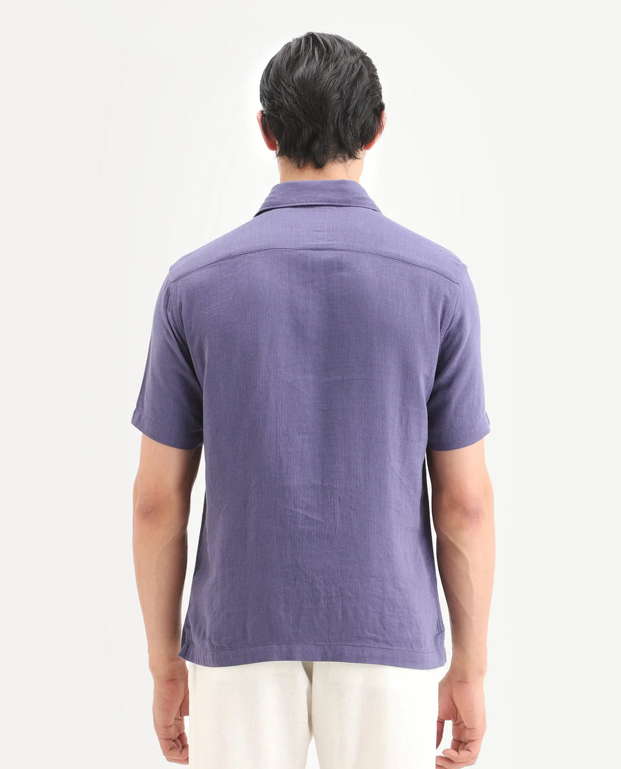 Rare Rabbit Men's Layerr Ss Light Purple Cotton Blend Plain Boxy Fit Full Sleeve Collared Shirt