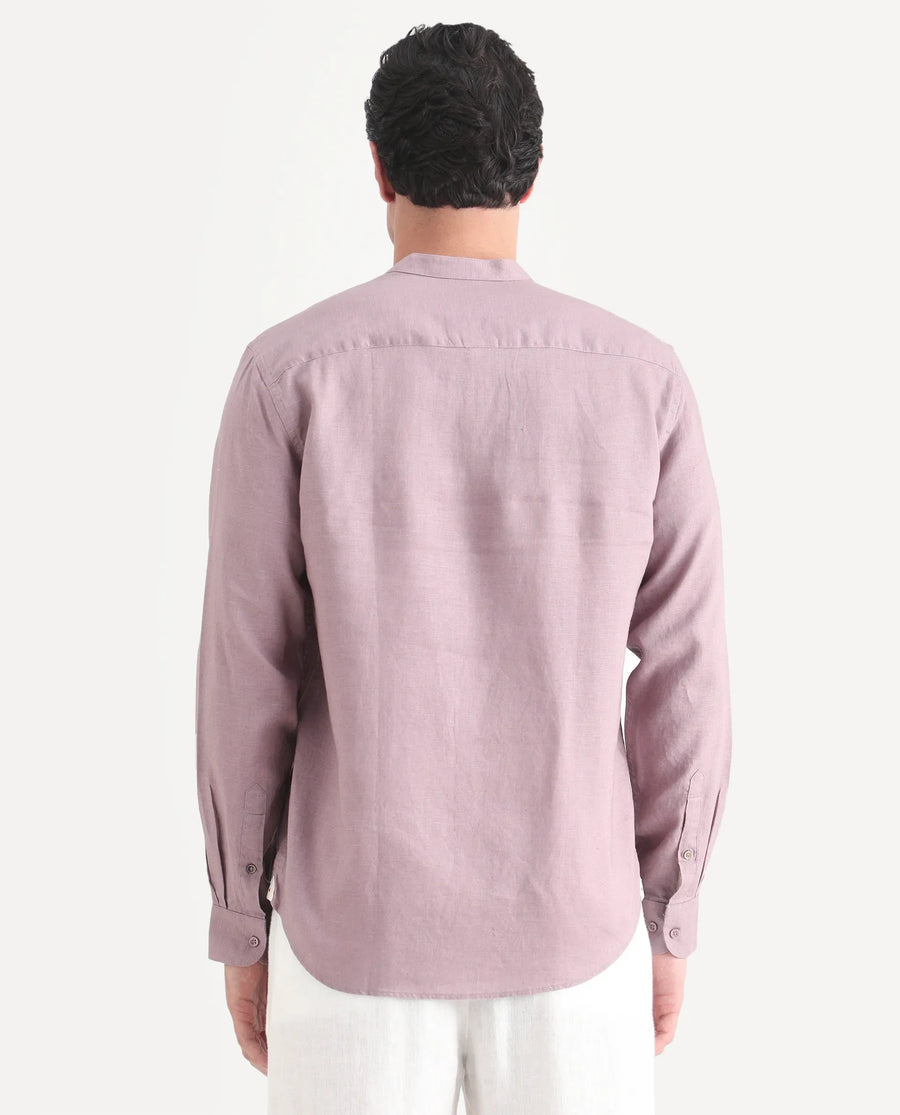 Rare Rabbit Men's Cinex 26 Dusky Pink Linen Blend Fabric Full Sleeve Regular Fit Shirt