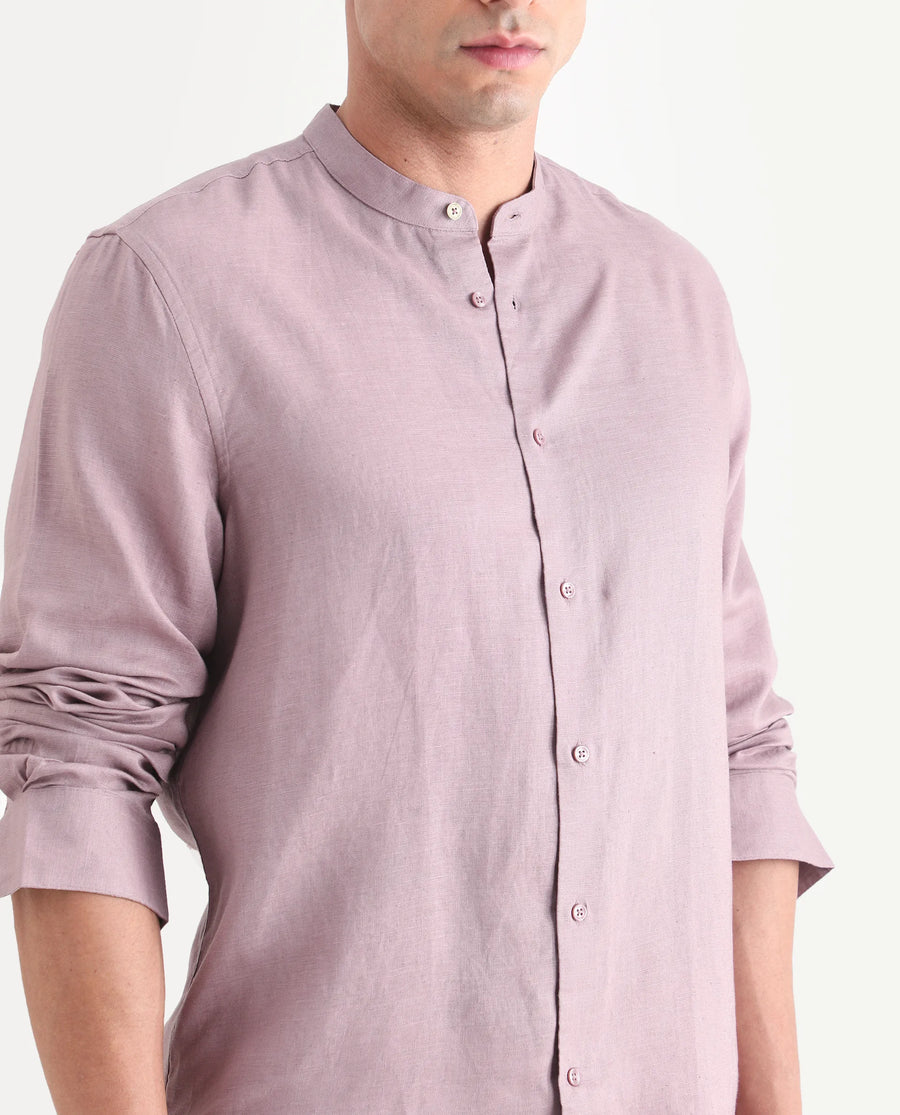 Rare Rabbit Men's Cinex 26 Dusky Pink Linen Blend Fabric Full Sleeve Regular Fit Shirt