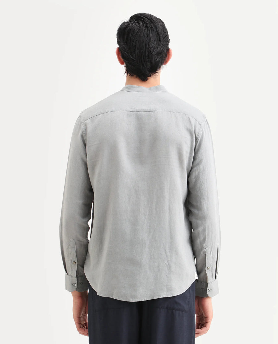 Rare Rabbit Men's Cinex 26 Dusky Olive Linen Blend Fabric Full Sleeve Regular Fit Shirt