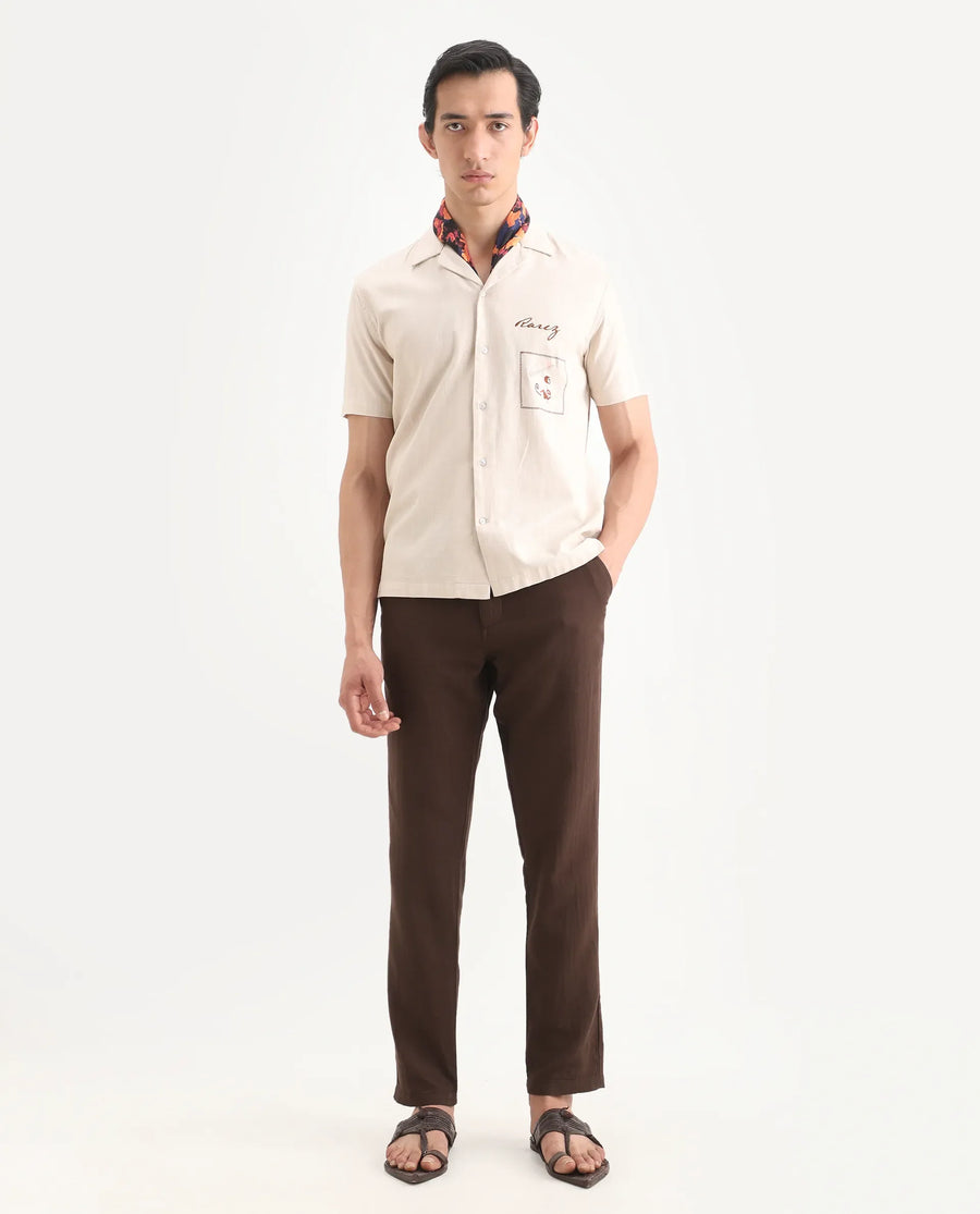Rare Rabbit Men's Pastor-Ss26 Brown Cotton Fabric Regular Fit Drawstring Plain Trouser