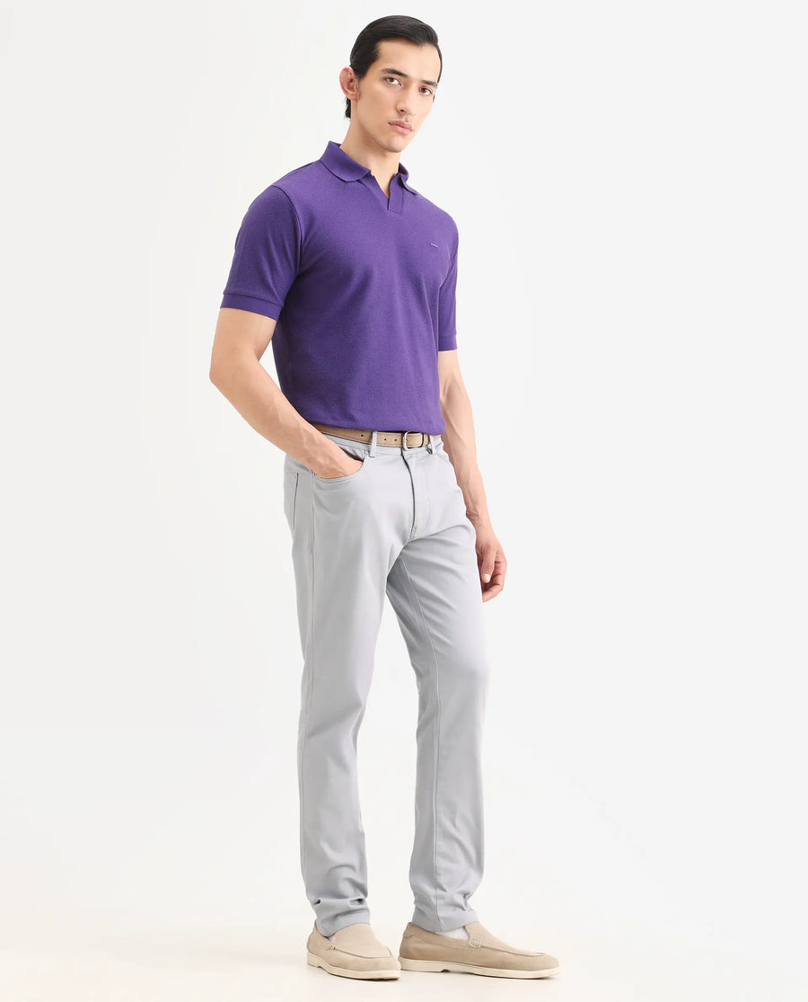 Rare Rabbit Men's Spoke-Ss26 Purple Cotton Blend Fabric Regular Fit Plain Trouser