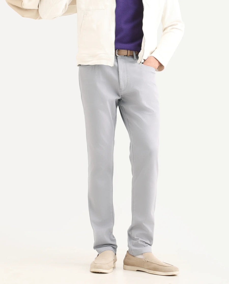 Rare Rabbit Men's Spoke-Ss26 Purple Cotton Blend Fabric Regular Fit Plain Trouser