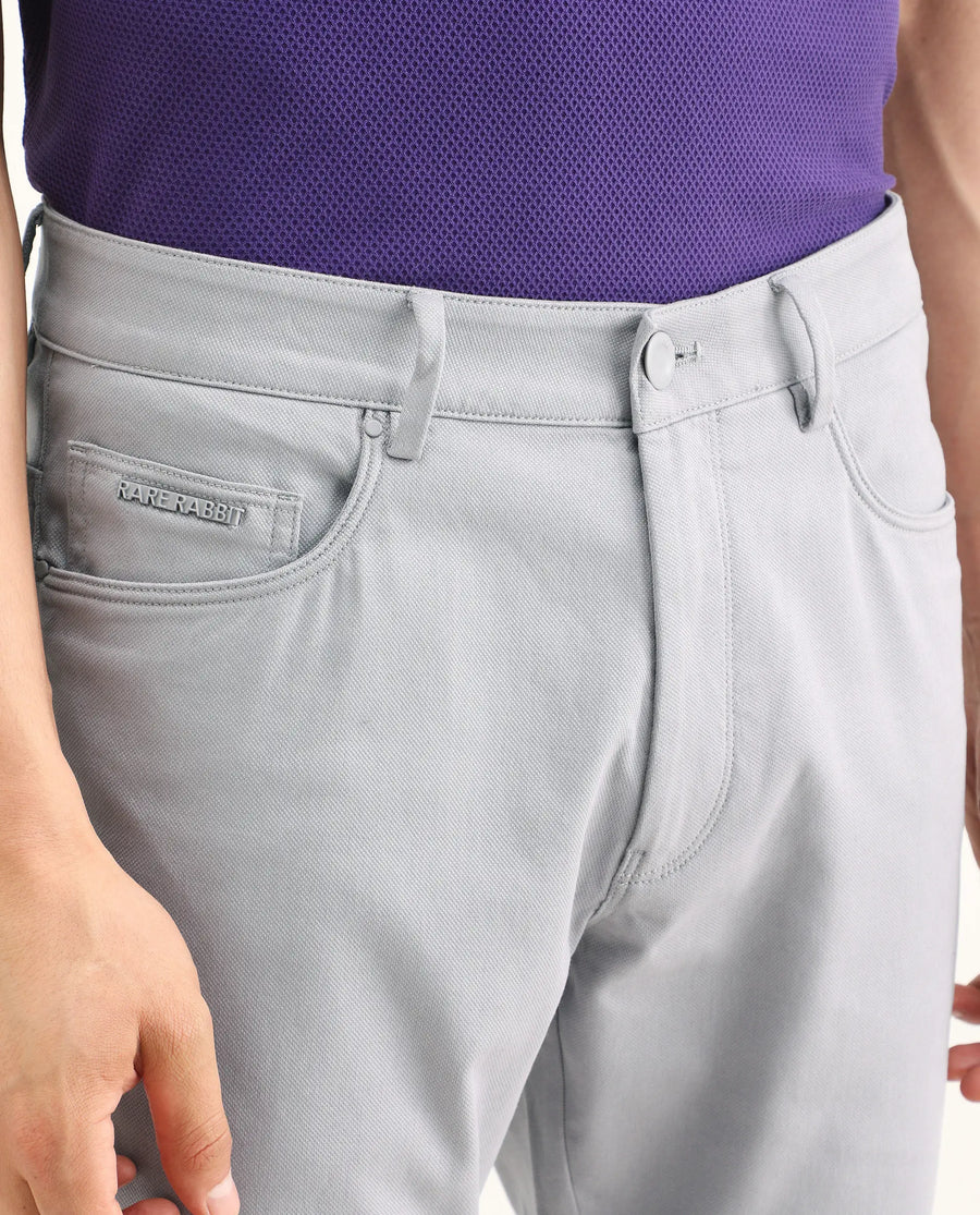 Rare Rabbit Men's Spoke-Ss26 Purple Cotton Blend Fabric Regular Fit Plain Trouser