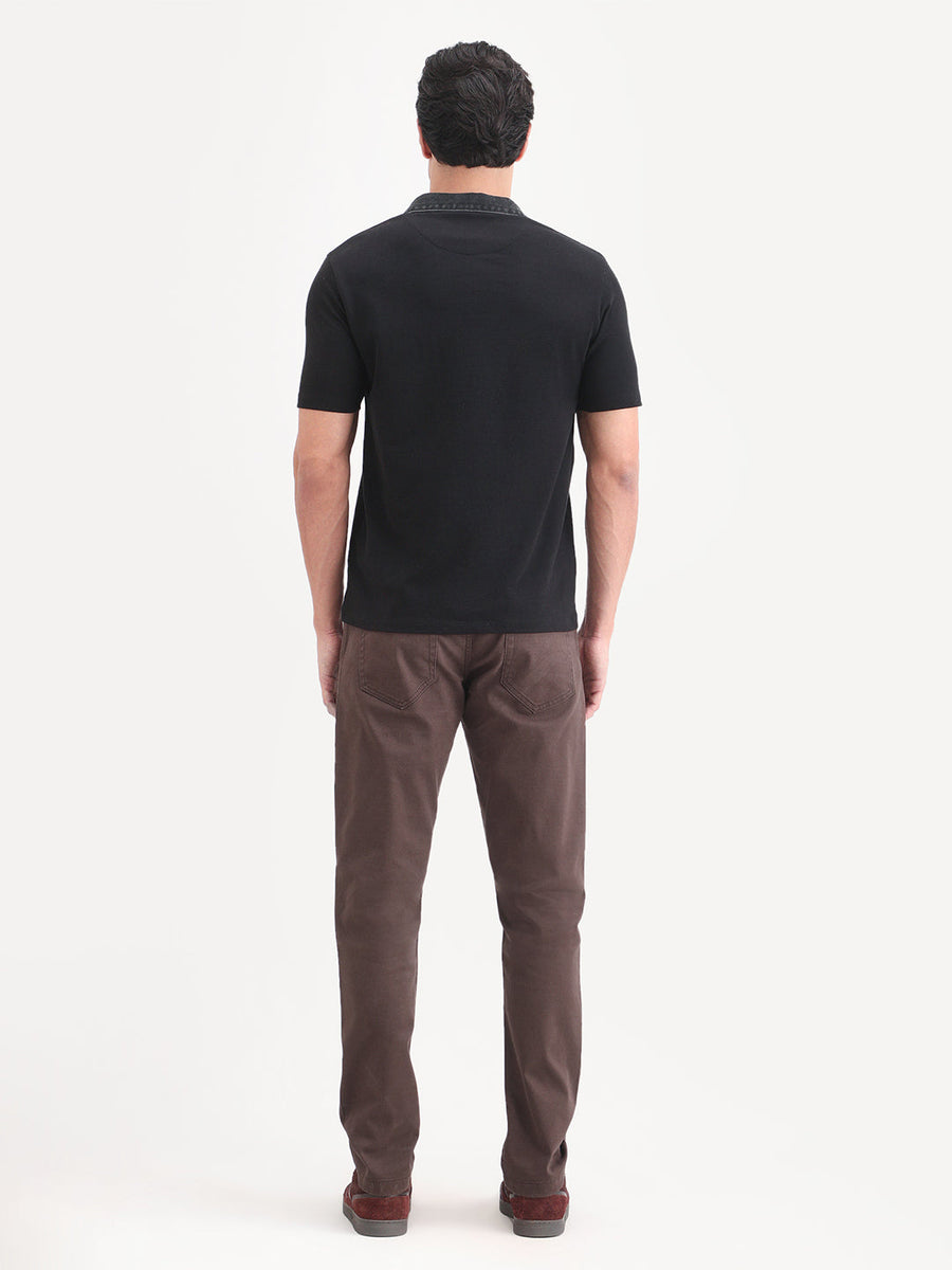 Rare Rabbit Men's Spoke-Ss26 Brown Cotton Blend Fabric Regular Fit Plain Trouser