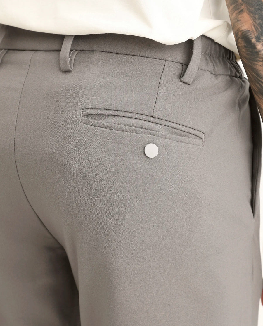 Rare Rabbit Men's Travel-Ss26 Dark Beige Polyester Fabric Button And Zip Closure Closure Plain Trouser
