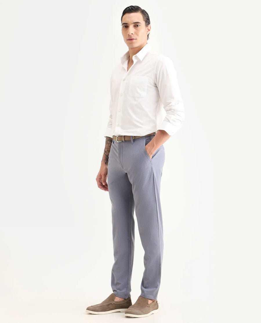 Rare Rabbit Men's Driver-Ss26 Dusky Purple Polyester Blend Fabric Regular Fit Plain Trouser