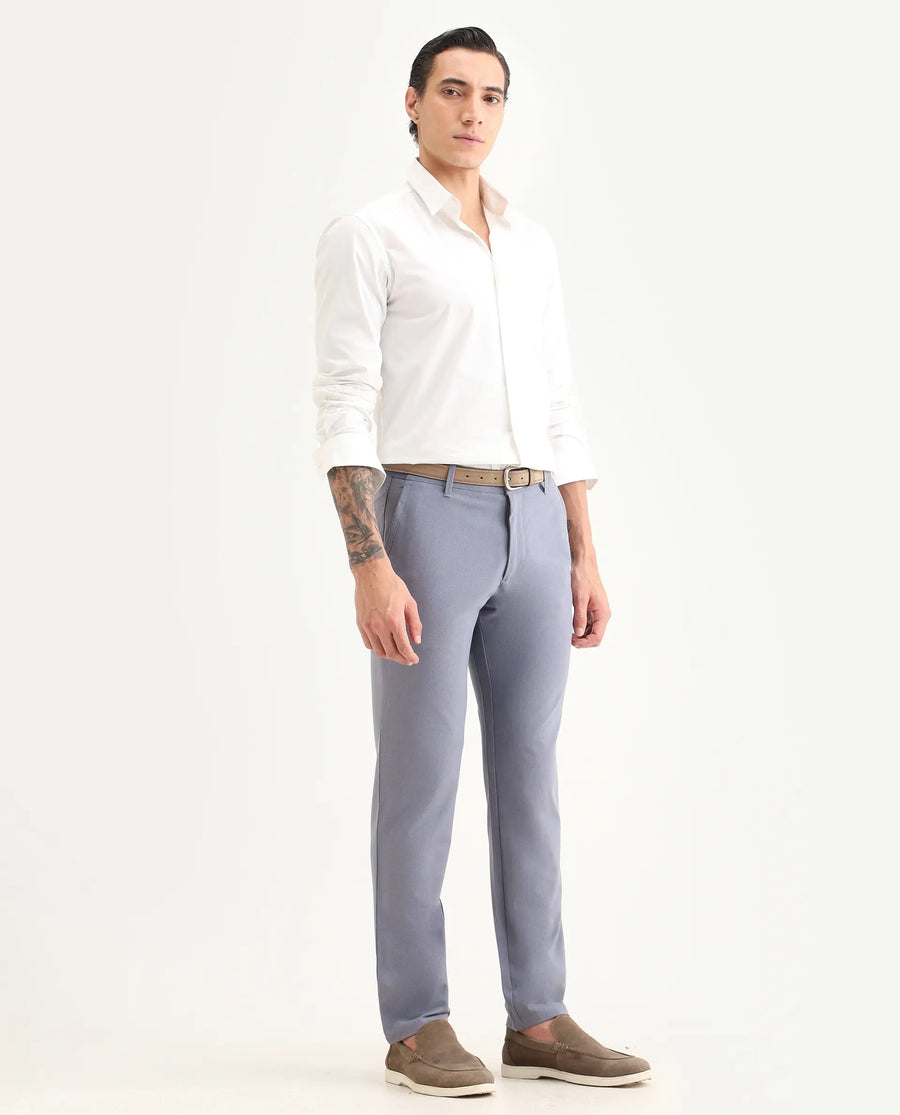 Rare Rabbit Men's Driver-Ss26 Dusky Purple Polyester Blend Fabric Regular Fit Plain Trouser