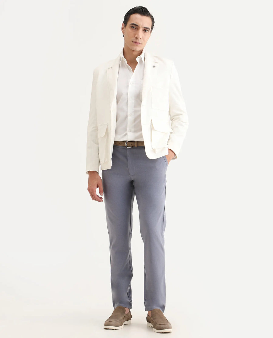 Rare Rabbit Men's Driver-Ss26 Dusky Purple Polyester Blend Fabric Regular Fit Plain Trouser