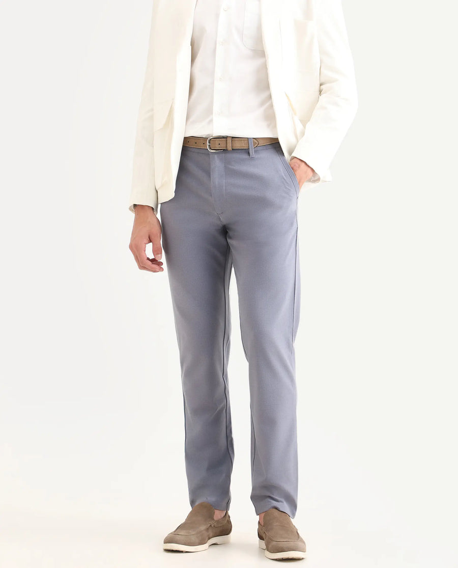 Rare Rabbit Men's Driver-Ss26 Dusky Purple Polyester Blend Fabric Regular Fit Plain Trouser