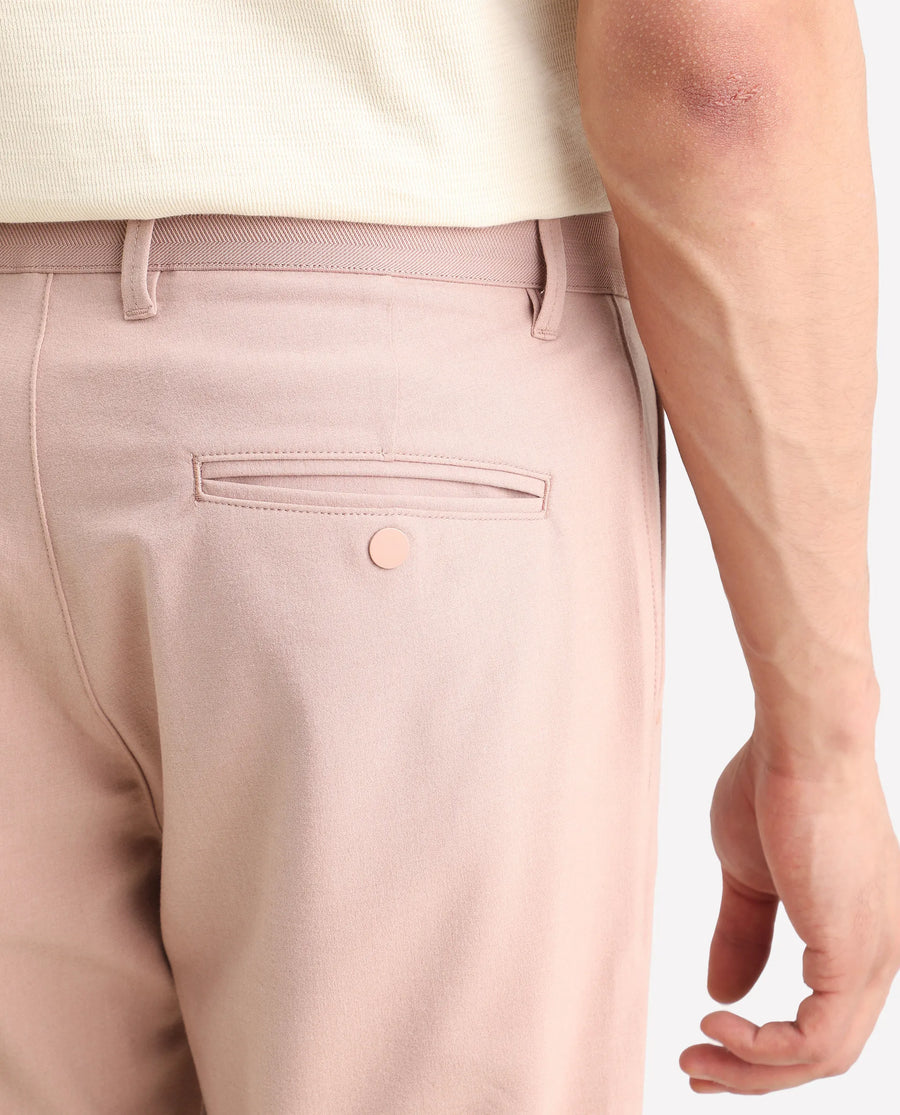 Rare Rabbit Men's Driver-Ss26 Dusky Peach Polyester Blend Fabric Regular Fit Plain Trouser