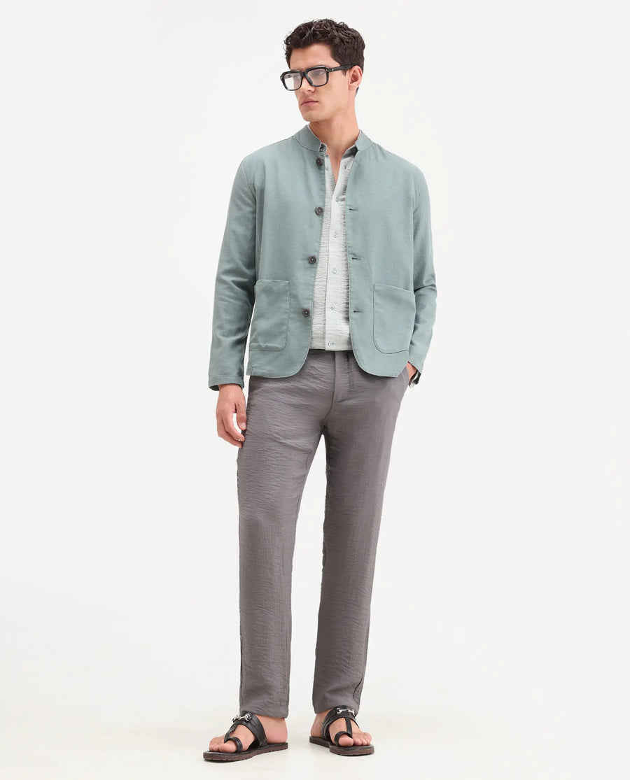 Rare Rabbit Men's Veon-T Dusky Grey Viscose Blend Fabric Regular Fit Plain Trouser