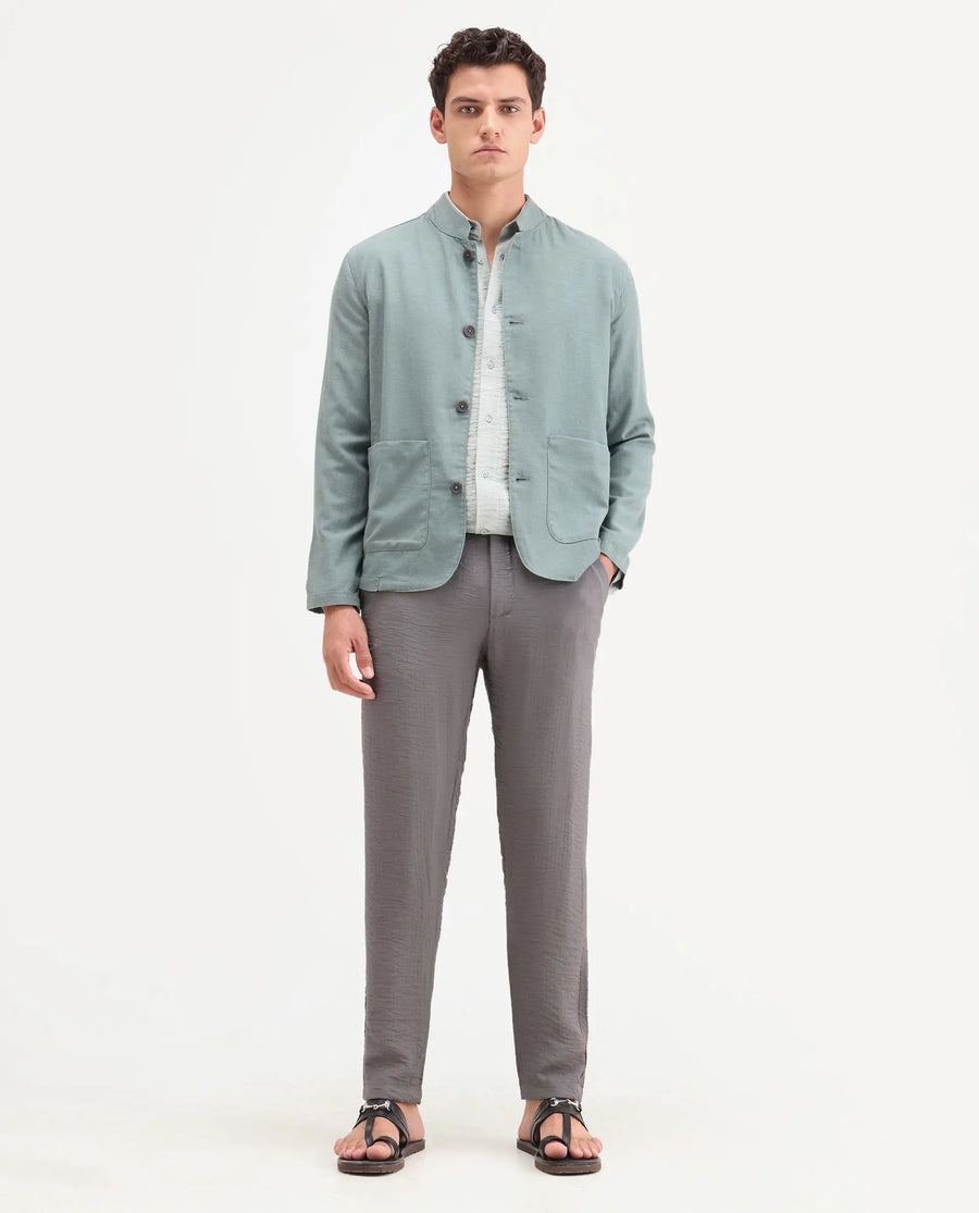 Rare Rabbit Men's Veon-T Dusky Grey Viscose Blend Fabric Regular Fit Plain Trouser