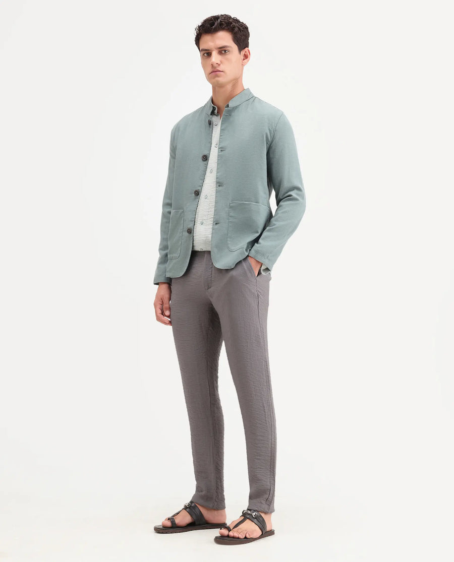 Rare Rabbit Men's Veon-T Dusky Grey Viscose Blend Fabric Regular Fit Plain Trouser