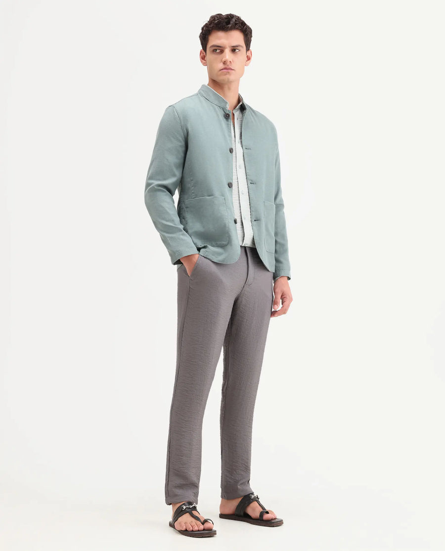 Rare Rabbit Men's Veon-T Dusky Grey Viscose Blend Fabric Regular Fit Plain Trouser
