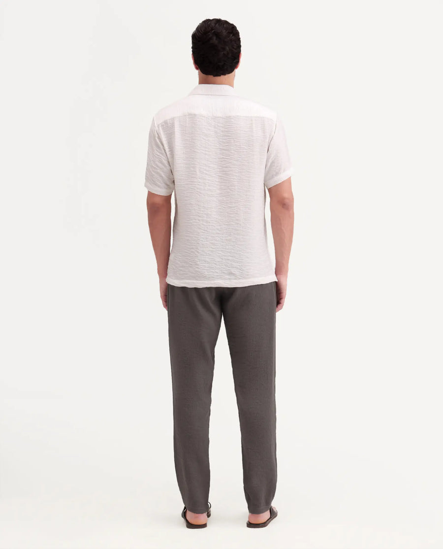 Rare Rabbit Men's Tali-T Dark Grey Viscose Blend Fabric Regular Fit Plain Trouser