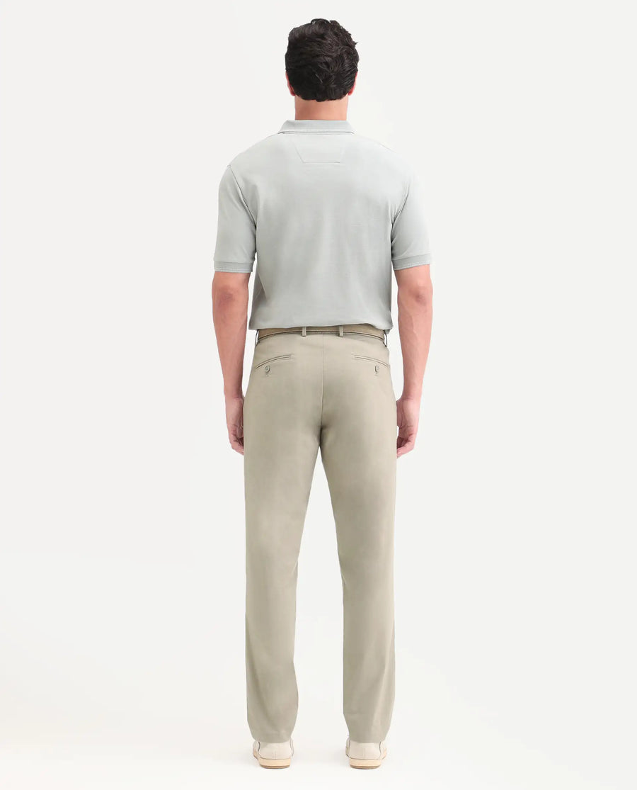 Rare Rabbit Men's Mang Dusky Green Polyester Blend Fabric Regular Fit Plain Trouser
