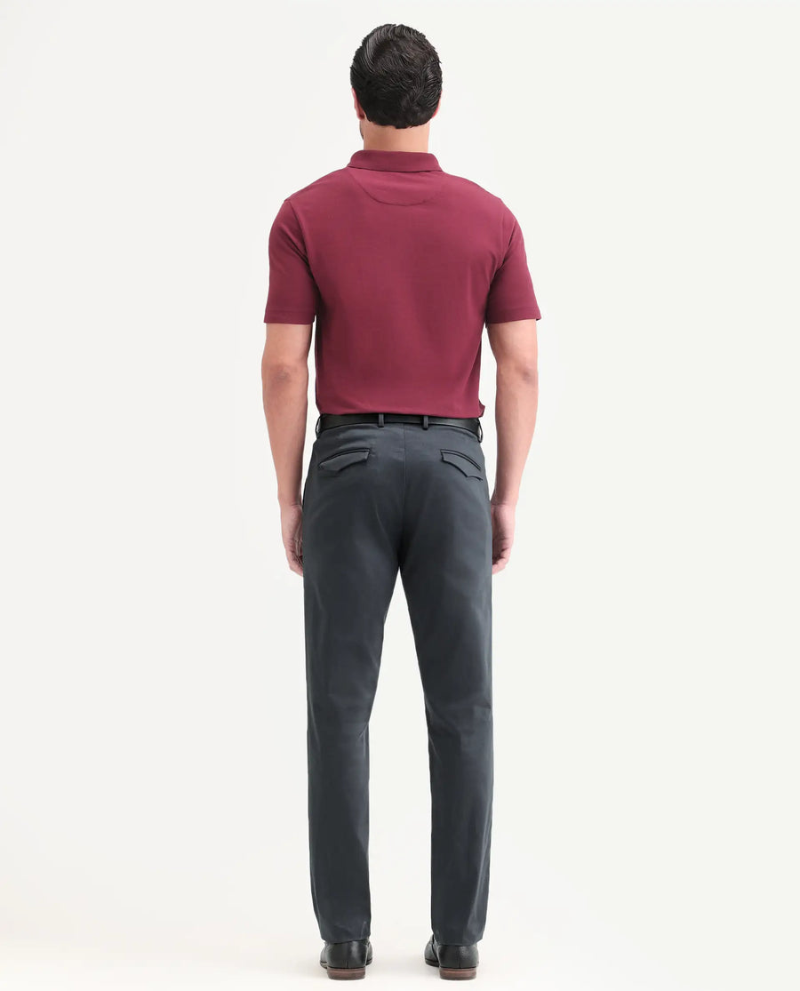 Rare Rabbit Men's Swat Dark Blue Cotton Blend Fabric Regular Fit Plain Trouser