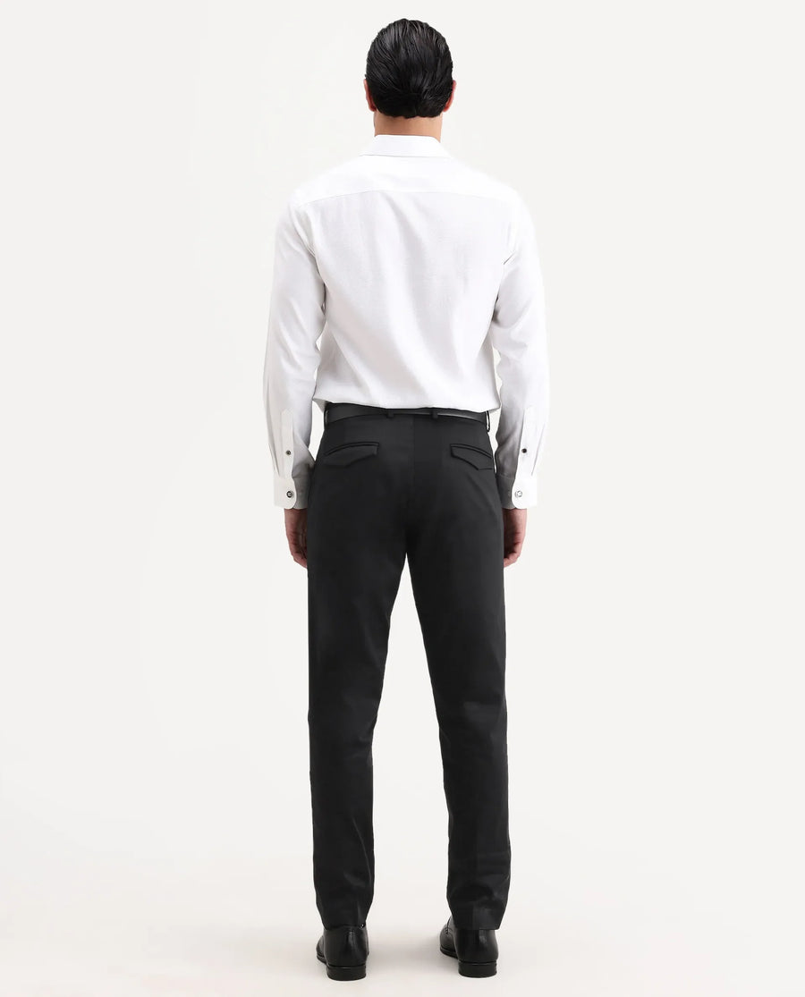 Rare Rabbit Men's Swat Black Cotton Blend Fabric Regular Fit Plain Trouser