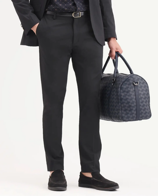 Rare Rabbit Men's Arcade-Ss26 Black Polyester Blend Fabric Regular Fit Plain Trouser