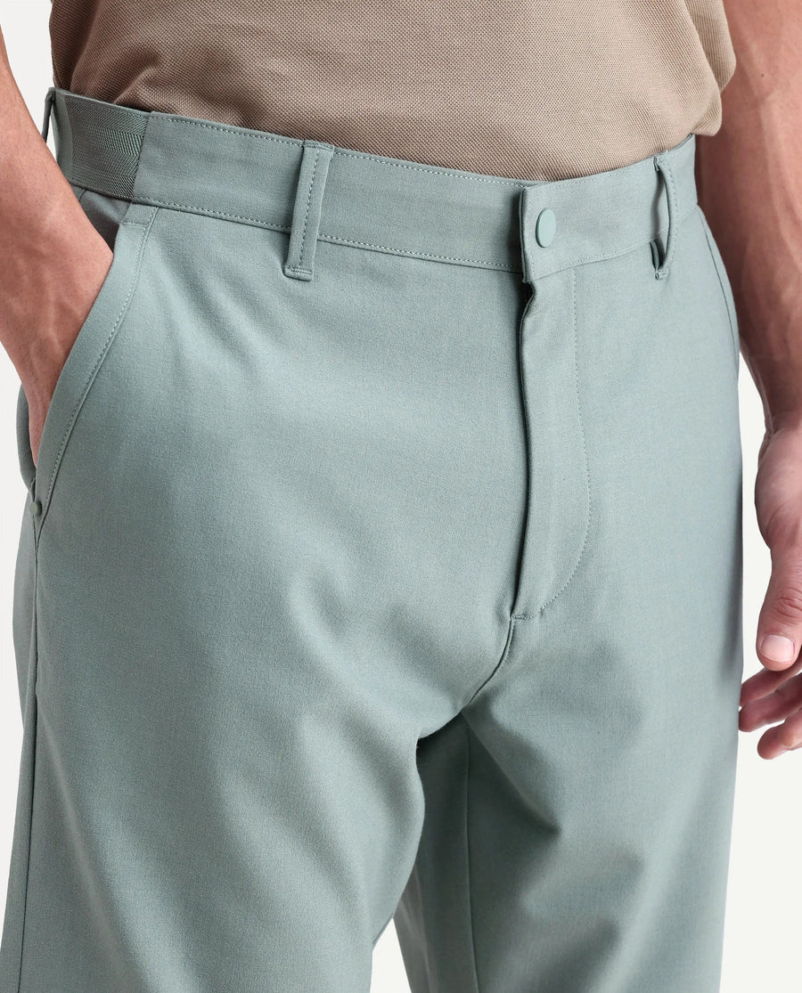 Rare Rabbit Men's Drivo-Ss26 Dusky Green Polyester Blend Fabric Regular Fit Plain Shorts