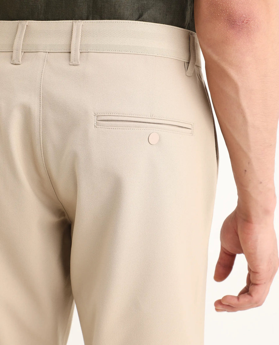 Rare Rabbit Men's Drivo-Ss26 Light Khaki Polyester Blend Fabric Regular Fit Plain Shorts