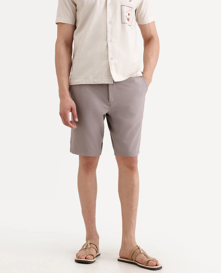 Rare Rabbit Men's Drivo-Ss26 Dusky Peach Polyester Blend Fabric Regular Fit Plain Shorts