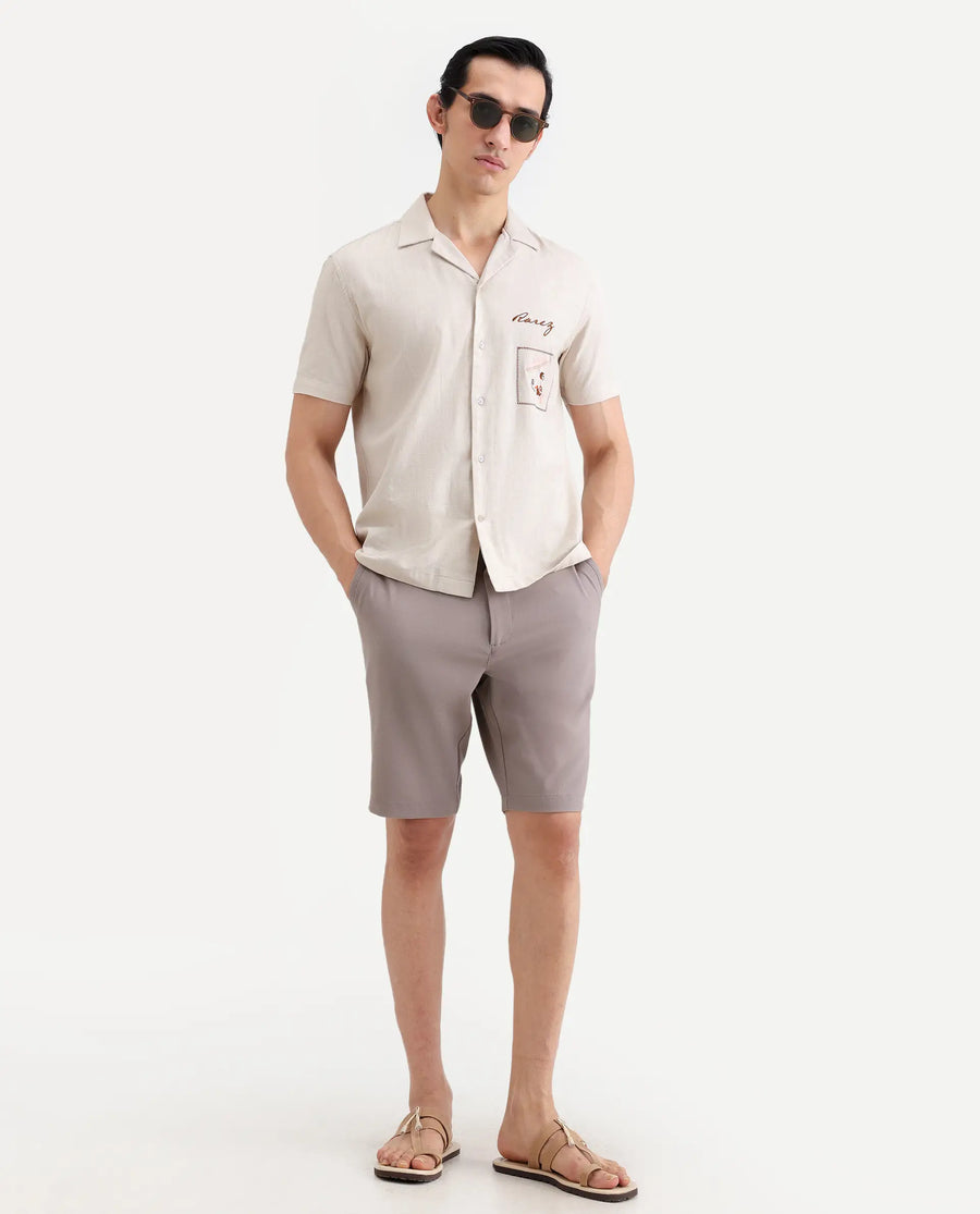 Rare Rabbit Men's Drivo-Ss26 Dusky Peach Polyester Blend Fabric Regular Fit Plain Shorts