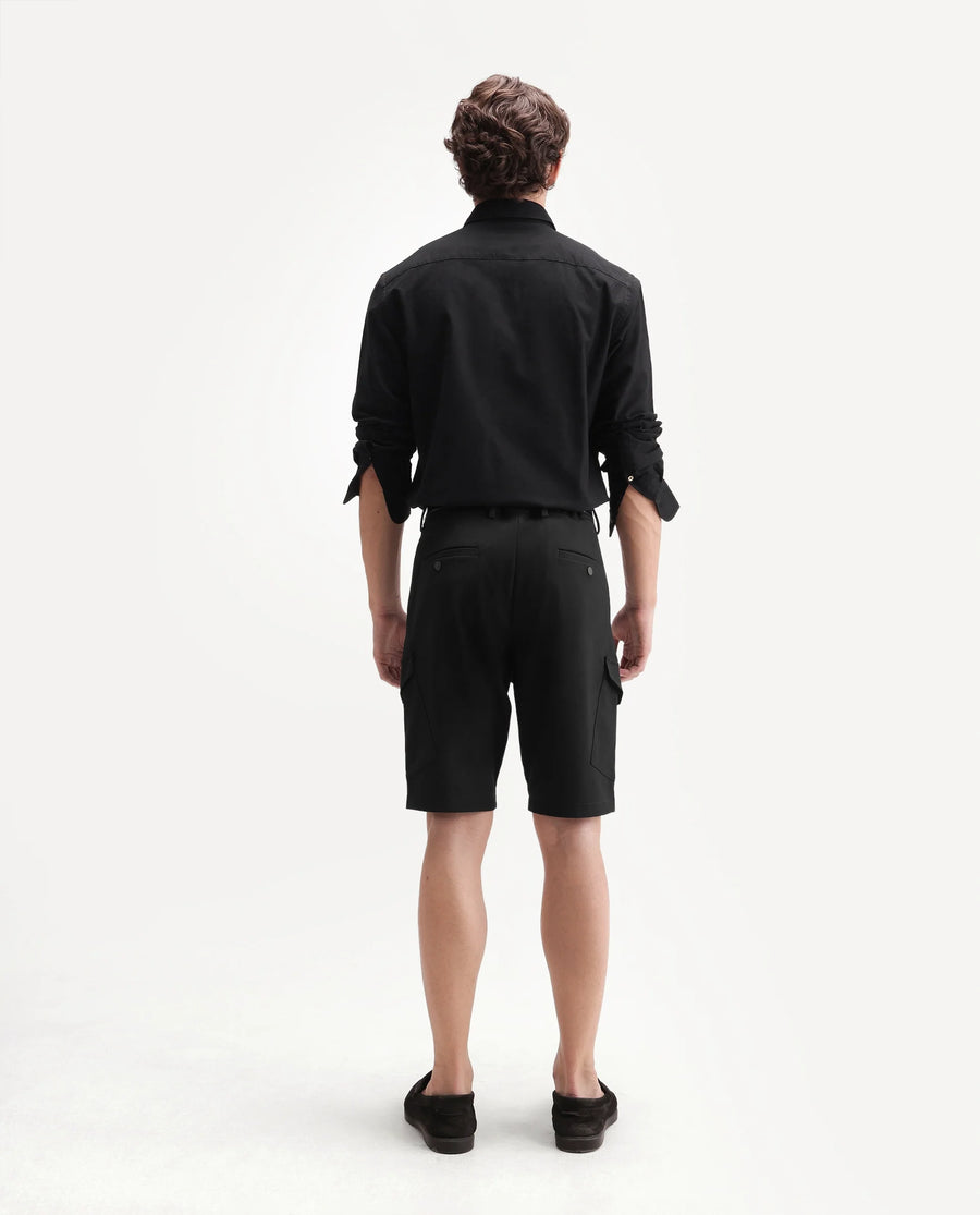 Rare Rabbit Men's Tripco-Ss26 Black Polyester Blend Fabric Relaxed Fit Plain Shorts