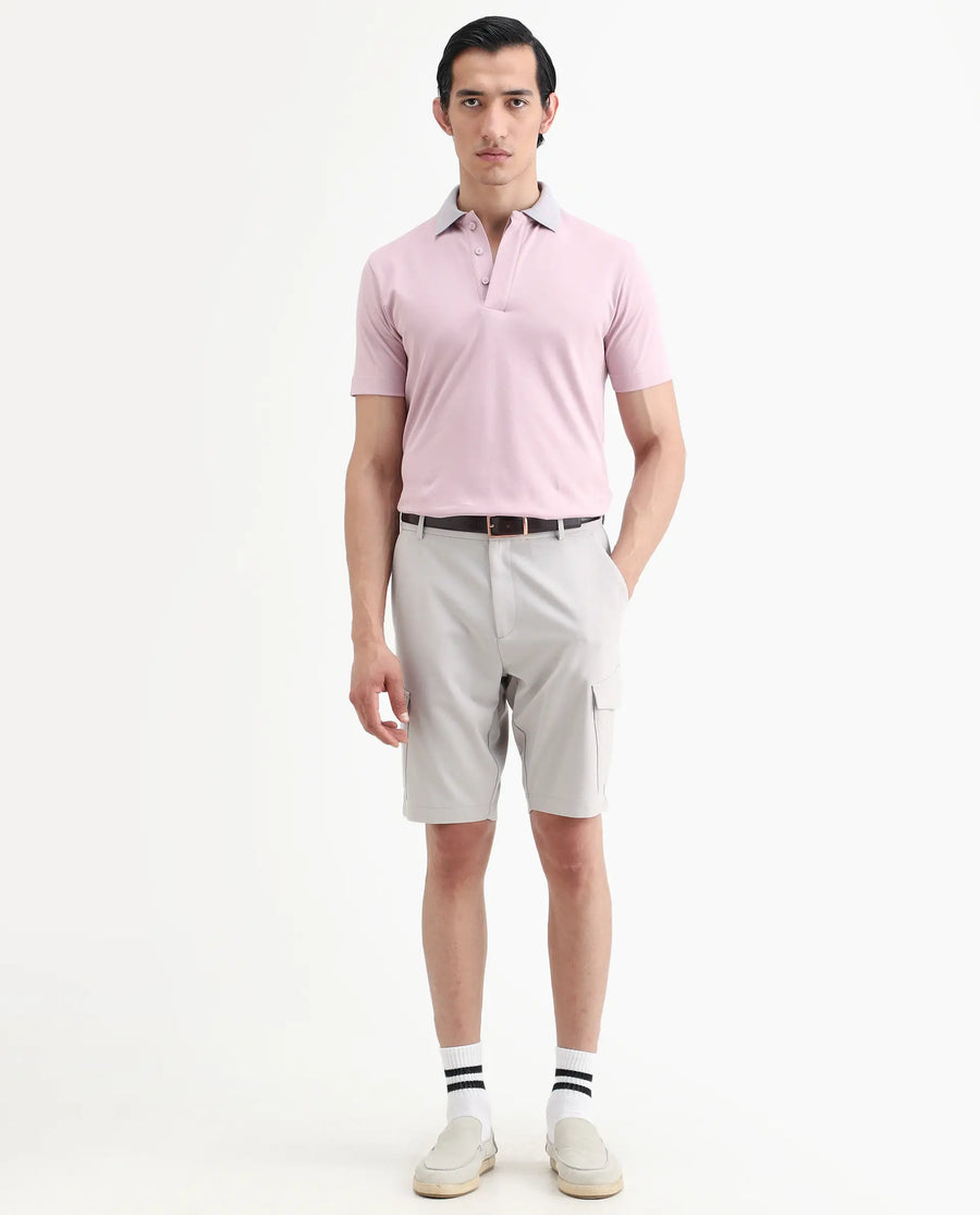 Rare Rabbit Men's Tripco-Ss26 Light Beige Polyester Blend Fabric Relaxed Fit Plain Shorts