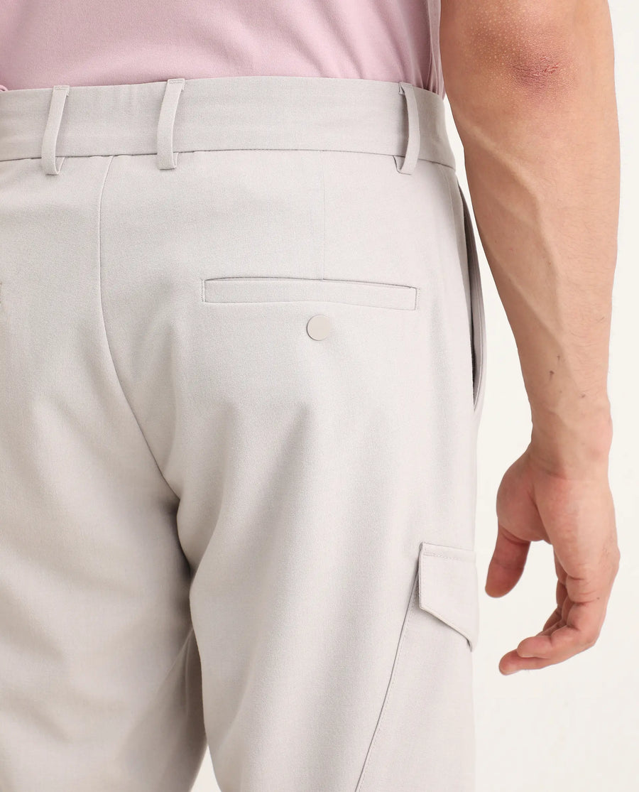 Rare Rabbit Men's Tripco-Ss26 Light Beige Polyester Blend Fabric Relaxed Fit Plain Shorts