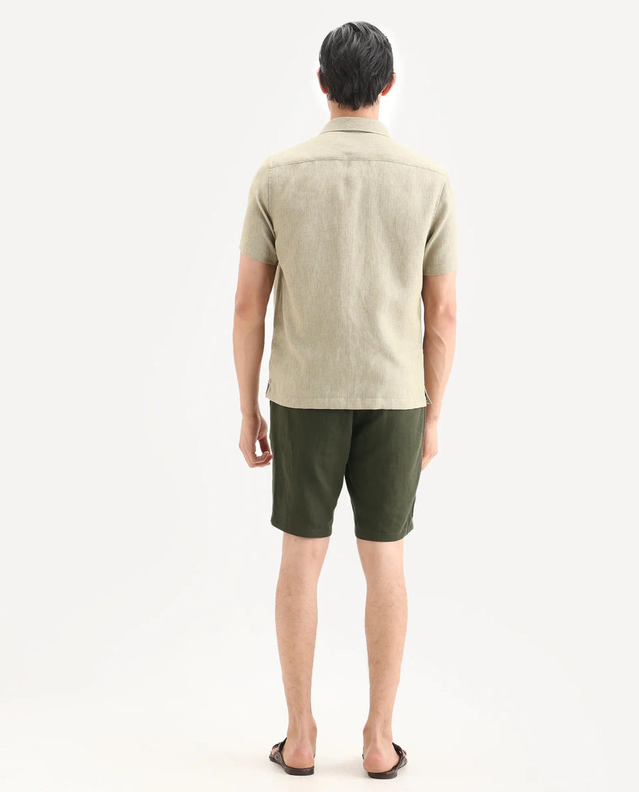 Rare Rabbit Men's Pinto-Ss26 Light Olive Cotton Fabric Drawstring Relaxed Fit Plain Shorts